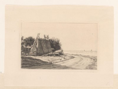 Mucchio di fieno vicino a una strada di campagna da Carl Bloch