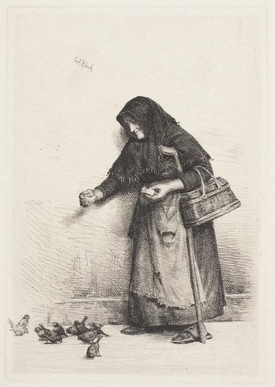 La donna con i passeri da Carl Bloch
