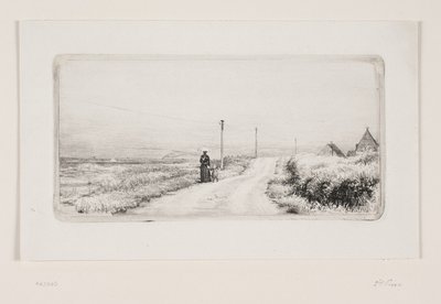 Strada di campagna con donna che passeggia. Pomeriggio di sole da Carl Bloch