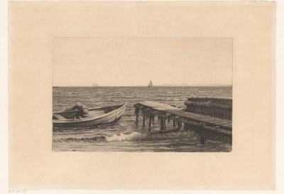 Barca a remi vicino al molo da Carl Bloch