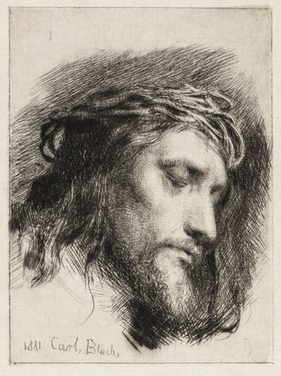 Testa di Cristo coronata di spine da Carl Bloch