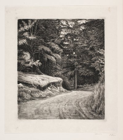 La strada nella foresta di abeti da Carl Bloch