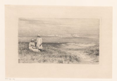 Vrouw en meisje in duinen da Carl Bloch