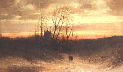 Paesaggio boscoso al tramonto da Carl Bondel