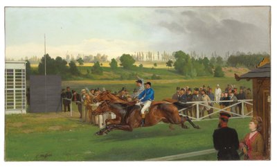 Il traguardo, Hoppegarten, Berlino, 15 giugno 1873, 1874 da Carl Constantin Steffeck