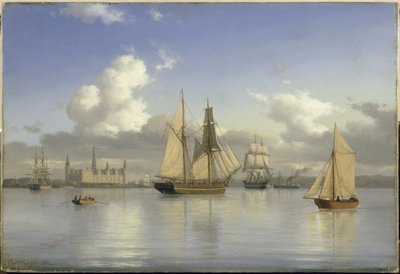 Navi a Vela al Largo del Castello di Kronborg, Svezia da Carl Emil Baagoe