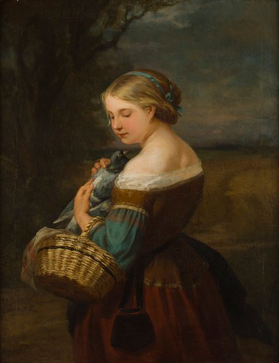 Ritratto di una ragazza contadina con un piccione da Carl Ernst Ludwig Wagner