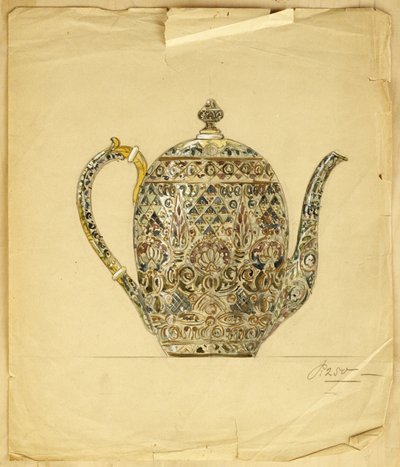 Progetto per una caffettiera ovoidale in argento dorato con smalto cloisonné, Casa di Carl Faberge da Carl Fabergé