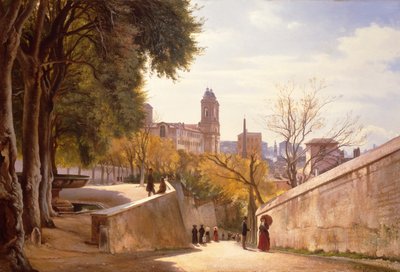 Vista di Viale Trinità dei Monti con la fontana di Villa Medici, vista da Via di San Sebastianello, Roma da Carl Frederick Aagaard