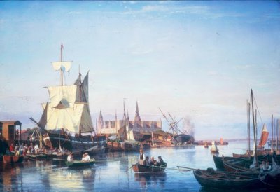 Porto di Helsingør con il castello di Kronborg da Carl Frederik Sorensen