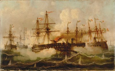 Battaglia navale presso Lissa ... (dipinto su tela) da Carl Frederik Sørensen