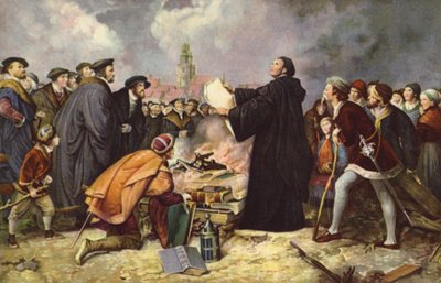 Martin Lutero brucia la Bolla Papale nel 1520 da Carl Friedrich (after) Lessing