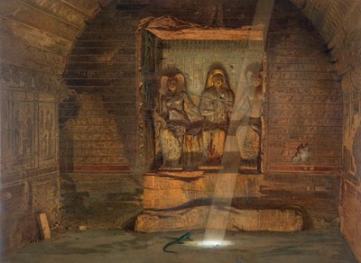 Una tomba a El-Kab, una delle 24 illustrazioni prodotte da G.W. Seitz, stampata c.1873 da Carl Friedrich Heinrich Werner