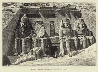Egitto - Facciata del tempio sotterraneo di Abu Simbel da Carl Friedrich Heinrich Werner