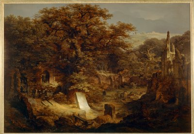 Cimitero e rovine invase da alberi ... da Carl Friedrich Lessing