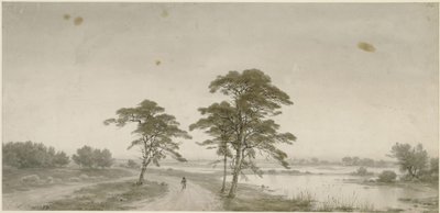 Paesaggio pianeggiante con viandante da Carl Friedrich Lessing