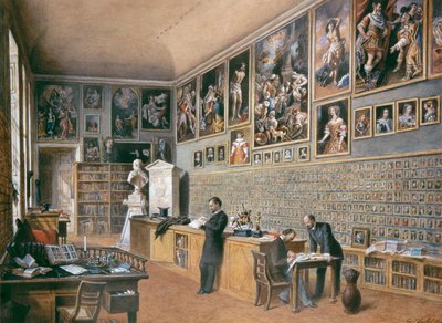 La biblioteca, anche ufficio degli impiegati della collezione Ambras (collezione di ritratti) da Carl Goebel d. J.