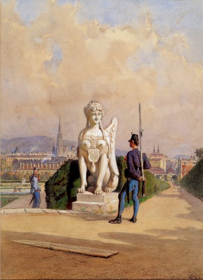 Divertimento alla guardia nel giardino del castello del Belvedere a Vienna da Carl Goebel d. J.