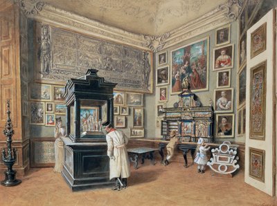 Ultimo gabinetto della collezione Ambras con vetri boemi da Carl Goebel d. J.
