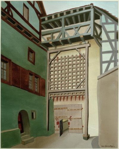 Harburg (Wörnitz), porta del castello con grata da Carl Grossberg