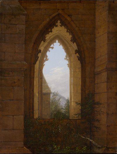Finestra gotica nella rovina del monastero di Oybin da Carl Gustav Carus