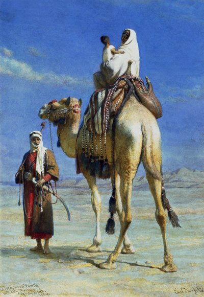 Una famiglia beduina a Wady Mousa, deserto siriano da Carl Haag