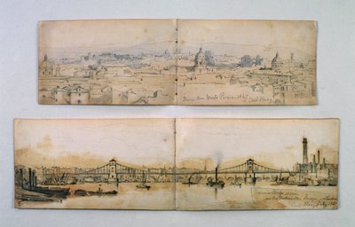 Ponte sospeso di Hungerford e Monte Pineio, 1847 da Carl Haag