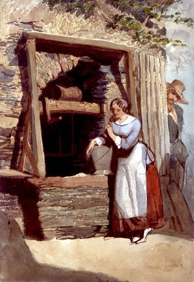 Studio di una signora presso un pozzo, con il suo ammiratore che osserva da Carl Haag