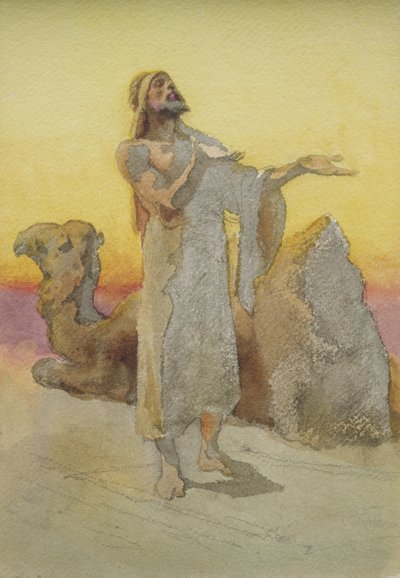 Studio di un arabo che prega nel deserto con il suo cammello da Carl Haag