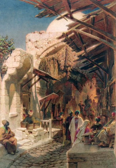 Il Bazar vicino alla Porta di Damasco a Gerusalemme da Carl Haag