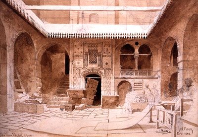 Il bazar dei tappeti Chan Chaleel al Cairo, 1858 da Carl Haag