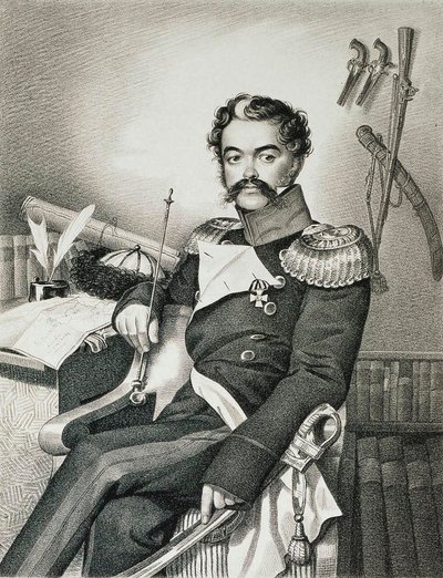 Ritratto di Denis Davydov 1784-1839, soldato e poeta, inizio XIX secolo da Carl Hampeln von