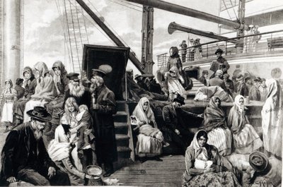 Passeggeri di terza classe emigrano negli Stati Uniti d
