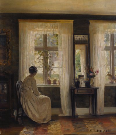 Una signora in un interno da Carl Holsoe