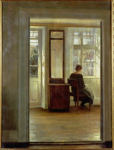 Una signora in un interno da Carl Holsoe