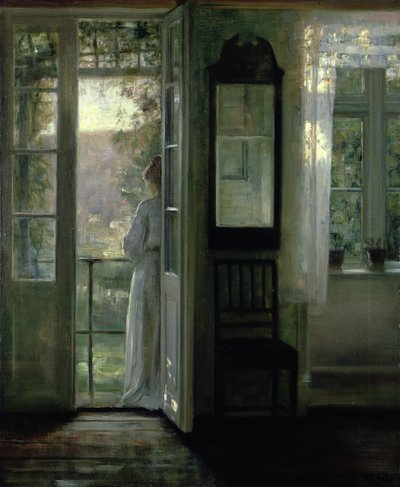 Ragazza in piedi su un balcone da Carl Holsoe