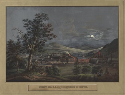 Veduta della fabbrica privata di ferro K. K. a Zöptau da Carl Julius Rieden