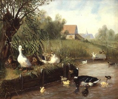 Anatre sulla riva del fiume da Carl Jutz