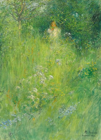 Una fata o Kersti nel prato da Carl Larsson