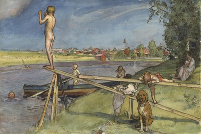 Un piacevole luogo per fare il bagno, dalla serie A Home, c.1895 da Carl Larsson