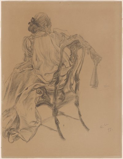 Una Signora Elegante del Diciottesimo Secolo con un Ventaglio da Carl Larsson