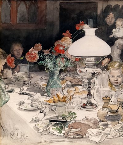 Intorno alla lampada serale da Carl Larsson