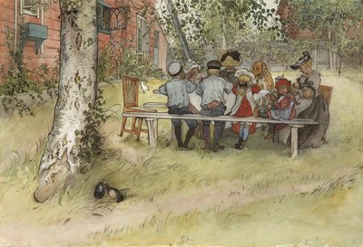 Colazione sotto la grande betulla, dalla serie A Home, c.1895 da Carl Larsson