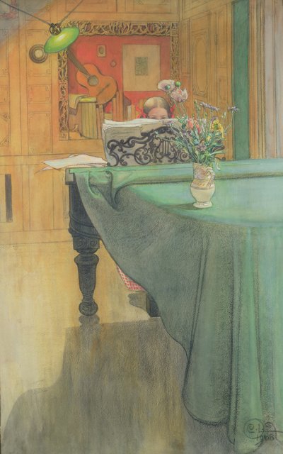 Brita al pianoforte, 1908 da Carl Larsson