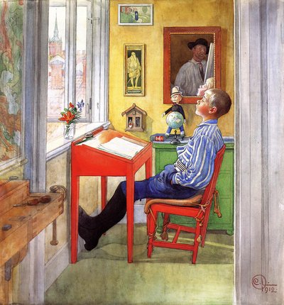 Esbjorn che Fa i Compiti, 1912 da Carl Larsson