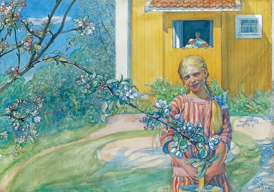 Ragazza con fiori di melo, 1914 da Carl Larsson
