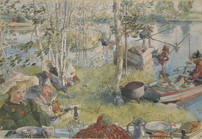 La pesca ai gamberi da Carl Larsson