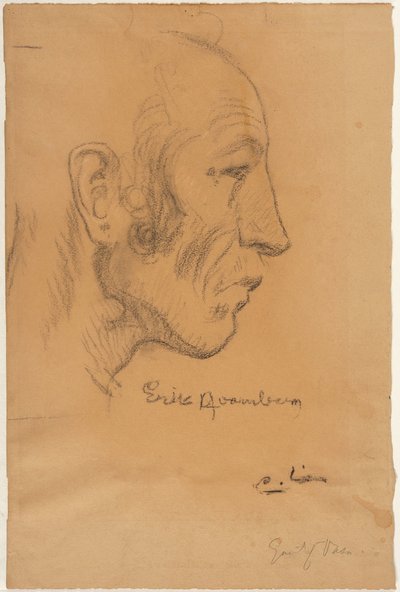Profilo maschile rivolto a destra da Carl Larsson