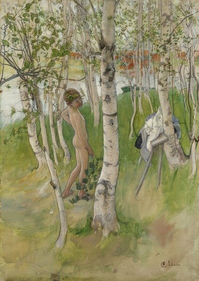 Ragazzo nudo tra le betulle da Carl Larsson