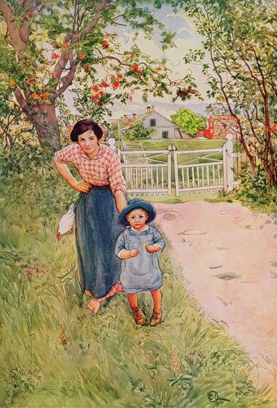 Dì un bel come stai a tuo zio, 1917, da un portfolio stampato commercialmente, pubblicato nel 1939 da Carl Larsson